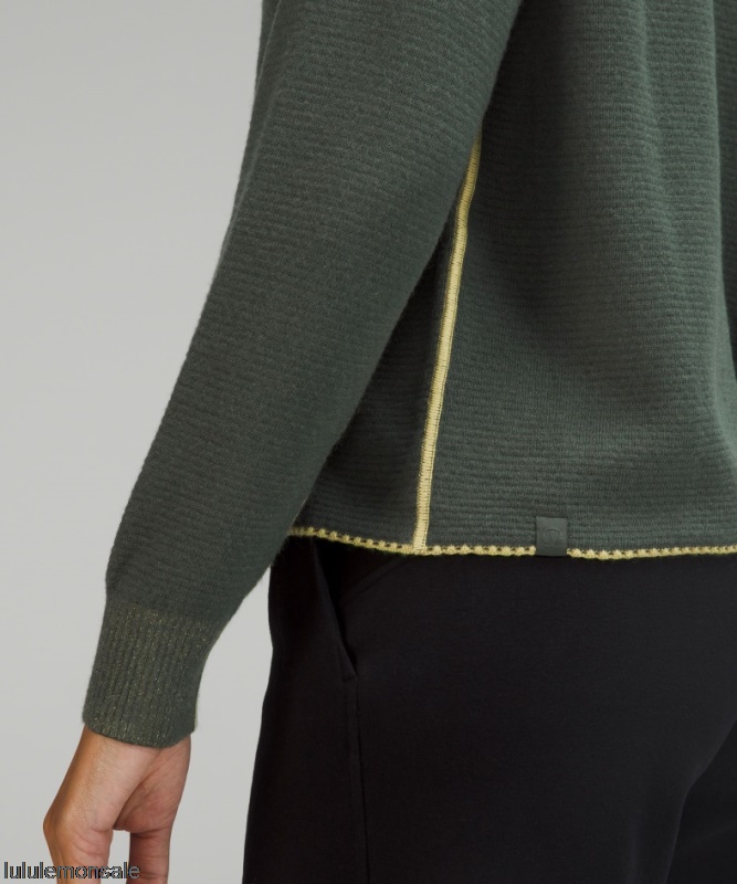 Lululemon Damen DELULU491 | Räucherfichte Doppelstrick-Wendepullover Mit Rundhalsausschnitt